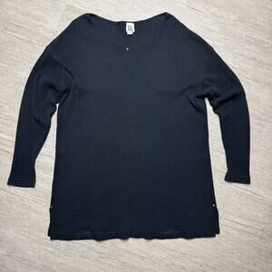Vintage 90s Lagenlook Sweater Black Waffle Knit Women's M FITIGUES USA Pullover
